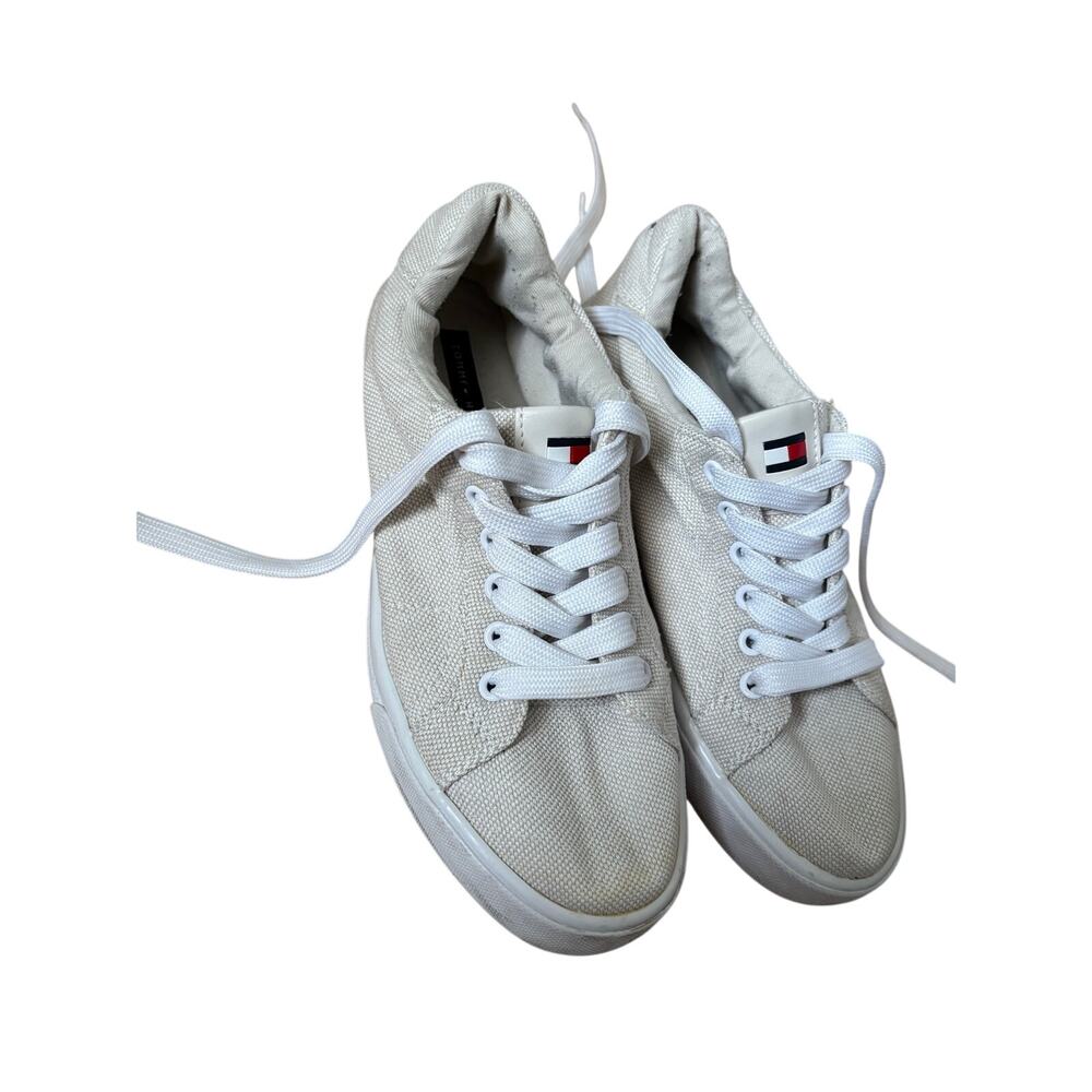 Tommy Hilfiger Women’s White Canvas Lace-Up Sneakers Size 7M Casual Shoes - Picture 3 of 6